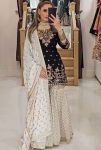 DESIGNER GEORGETTE EMBROIDERY SEQUENCE WORK TOP SHARARA WITH DUPATTA FESTIVE WEAR WHOLESALE PRICE ETHNIC GARMENT (4)
