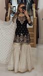 DESIGNER GEORGETTE EMBROIDERY SEQUENCE WORK TOP SHARARA WITH DUPATTA FESTIVE WEAR WHOLESALE PRICE ETHNIC GARMENT (4)