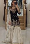 DESIGNER GEORGETTE EMBROIDERY SEQUENCE WORK TOP SHARARA WITH DUPATTA FESTIVE WEAR WHOLESALE PRICE ETHNIC GARMENT (4)