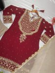 DESIGNER GEORGETTE EMBROIDERY SEQUENCE WORK TOP SHARARA WITH DUPATTA FESTIVE WEAR WHOLESALE PRICE ETHNIC GARMENT (2)