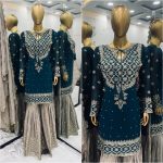DESIGNER GEORGETTE EMBROIDERY SEQUENCE WORK TOP SHARARA WITH DUPATTA PARTY WEAR WHOLESALE PRICE ETHNIC GARMENT (9)
