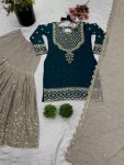 DESIGNER GEORGETTE EMBROIDERY SEQUENCE WORK TOP SHARARA WITH DUPATTA PARTY WEAR WHOLESALE PRICE ETHNIC GARMENT (9)