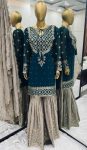 DESIGNER GEORGETTE EMBROIDERY SEQUENCE WORK  TOP SHARARA WITH DUPATTA RAMA