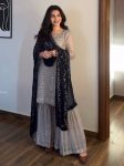 DESIGNER GEORGETTE EMBROIDERY SEQUENCE WORK WITH BEADS WORK TOP SHARARA WITH DUPATTA FESTIVE WEAR WHOLESALE PRICE ETHNIC GARMENT (4)