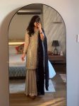 DESIGNER GEORGETTE EMBROIDERY SEQUENCE WORK WITH BEADS WORK TOP SHARARA WITH DUPATTA FESTIVE WEAR WHOLESALE PRICE ETHNIC GARMENT (4)