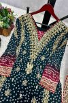 DESIGNER GEORGETTE EMBROIDERY SEQUENCE WORK WITH DIGITAL PRINT AND READY MADE LACE PIPING WORK TOP BOTTOM WITH DUPATTA FESTIVE WEAR WHOLESALE PRICE ETHNIC GARMENT (4)