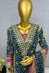 DESIGNER GEORGETTE EMBROIDERY SEQUENCE WORK WITH DIGITAL PRINT AND READY MADE LACE PIPING WORK TOP BOTTOM WITH DUPATTA FESTIVE WEAR WHOLESALE PRICE ETHNIC GARMENT (4)