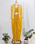 DESIGNER GEORGETTE EMBROIDERY WORK DHOTI STYLE DRAPE SKIRT BLOUSE WITH KOTI PARTY WEAR WHOLESALE PRICE ETHNIC GARMENT (9)