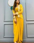 DESIGNER GEORGETTE EMBROIDERY WORK DHOTI STYLE DRAPE SKIRT BLOUSE WITH KOTI PARTY WEAR WHOLESALE PRICE ETHNIC GARMENT (9)