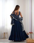 DESIGNER GEORGETTE LAYERED EMBROIDERY SEQUENCE WORK GOWN BOTTOM WITH DUPATTA PARTY WEAR WHOLESALE PRICE ETHNIC GARMENT (5)