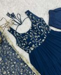 DESIGNER GEORGETTE LAYERED EMBROIDERY SEQUENCE WORK GOWN BOTTOM WITH DUPATTA PARTY WEAR WHOLESALE PRICE ETHNIC GARMENT (5)