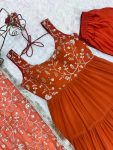 DESIGNER GEORGETTE LAYERED EMBROIDERY SEQUENCE WORK GOWN BOTTOM WITH DUPATTA PARTY WEAR WHOLESALE PRICE ETHNIC GARMENT (24)