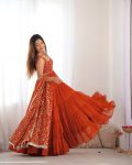 DESIGNER GEORGETTE LAYERED EMBROIDERY SEQUENCE WORK GOWN BOTTOM WITH DUPATTA PARTY WEAR WHOLESALE PRICE ETHNIC GARMENT (24)