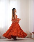 DESIGNER GEORGETTE LAYERED EMBROIDERY SEQUENCE WORK GOWN BOTTOM WITH DUPATTA PARTY WEAR WHOLESALE PRICE ETHNIC GARMENT (24)