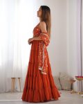 DESIGNER GEORGETTE LAYERED EMBROIDERY SEQUENCE WORK GOWN BOTTOM WITH DUPATTA PARTY WEAR WHOLESALE PRICE ETHNIC GARMENT (24)