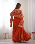 DESIGNER GEORGETTE LAYERED EMBROIDERY SEQUENCE WORK GOWN BOTTOM WITH DUPATTA PARTY WEAR WHOLESALE PRICE ETHNIC GARMENT (24)