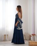 DESIGNER GEORGETTE LAYERED EMBROIDERY SEQUENCE WORK GOWN BOTTOM WITH DUPATTA PARTY WEAR WHOLESALE PRICE ETHNIC GARMENT (5)