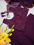 DESIGNER GEORGETTE PLAIN RUFFLE WORK LEHENGA SAREE ATTACHED DUPATTA WITH SEQUENCE WORK STITCHED BLOUSE PARTY WEAR WHOLESALE PRICE ETHNIC GARMENT (4)