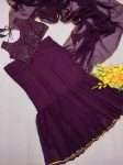 DESIGNER GEORGETTE PLAIN RUFFLE WORK LEHENGA SAREE ATTACHED DUPATTA WITH SEQUENCE WORK STITCHED BLOUSE PARTY WEAR WHOLESALE PRICE ETHNIC GARMENT (4)