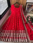 DESIGNER GEORGETTE SEQUENCE AND ZARI EMBROIDERY WORK GOWN WITH DUPATTA FESTIVE WEAR WHOLESALE PRICE ETHNIC GARMENT (13)