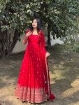 DESIGNER GEORGETTE SEQUENCE AND ZARI EMBROIDERY WORK GOWN WITH DUPATTA FESTIVE WEAR WHOLESALE PRICE ETHNIC GARMENT (13)