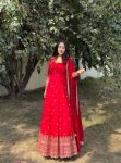 DESIGNER GEORGETTE SEQUENCE AND ZARI EMBROIDERY WORK GOWN WITH DUPATTA FESTIVE WEAR WHOLESALE PRICE ETHNIC GARMENT (13)