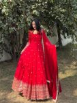 DESIGNER GEORGETTE SEQUENCE AND ZARI EMBROIDERY WORK GOWN WITH DUPATTA FESTIVE WEAR WHOLESALE PRICE ETHNIC GARMENT (13)
