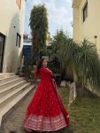 DESIGNER GEORGETTE SEQUENCE AND ZARI EMBROIDERY WORK GOWN WITH DUPATTA FESTIVE WEAR WHOLESALE PRICE ETHNIC GARMENT (13)