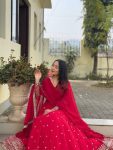 DESIGNER GEORGETTE SEQUENCE AND ZARI EMBROIDERY WORK GOWN WITH DUPATTA FESTIVE WEAR WHOLESALE PRICE ETHNIC GARMENT (13)