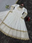 DESIGNER GEORGETTE THREAD SEQUENCE WORK GOWN WITH DUPATTA PARTY WEAR WHOLESALE PRICE ETHNIC GARMENT (6)