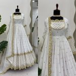 DESIGNER GEORGETTE THREAD SEQUENCE WORK GOWN WITH DUPATTA PARTY WEAR WHOLESALE PRICE ETHNIC GARMENT (6)