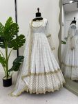 DESIGNER GEORGETTE THREAD SEQUENCE WORK GOWN WITH DUPATTA PARTY WEAR WHOLESALE PRICE ETHNIC GARMENT (6)