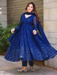 DESIGNER GEORGETTE THREAD WITH SEQUENCE WORK GOWN BOTTOM WITH DUPATTA FESTIVE WEAR WHOLESALE PRICE ETHNIC GARMENT (2)