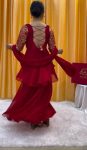 DESIGNER GEORGETTE ZARI THREAD WORK ON SLEEEVE TOP PALAZZO WITH DUPATTA PARTY WEAR WHOLESALE PRICE ETHNIC GARMENT (5)