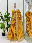 DESIGNER JAPAN SATIN SILK THREAD WITH SEQUENCE WORK SAREE WITH UNSTITCHED BLOUSE (7)