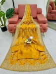 DESIGNER JAPAN SATIN SILK THREAD WITH SEQUENCE WORK SAREE WITH UNSTITCHED BLOUSE (7)