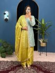 DESIGNER JIMMY CHOO EMBROIDERY WORK TOP PALAZZO WITH DUPATTA SKY