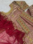 DESIGNER JIMMY CHOO SILK EMBROIDERY AND SEQUENCE WITH RIVETED MOTI WORK TOP PALAZZO WITH DUPATTA FESTIVE WEAR WHOLESALE PRICE ETHNIC GARMENT (5)