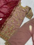 DESIGNER JIMMY CHOO SILK EMBROIDERY AND SEQUENCE WITH RIVETED MOTI WORK TOP PALAZZO WITH DUPATTA FESTIVE WEAR WHOLESALE PRICE ETHNIC GARMENT (5)
