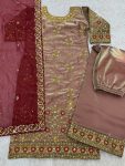 DESIGNER JIMMY CHOO SILK EMBROIDERY AND SEQUENCE WITH RIVETED MOTI WORK TOP PALAZZO WITH DUPATTA FESTIVE WEAR WHOLESALE PRICE ETHNIC GARMENT (5)