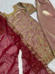 DESIGNER JIMMY CHOO SILK EMBROIDERY AND SEQUENCE WITH RIVETED MOTI WORK TOP PALAZZO WITH DUPATTA FESTIVE WEAR WHOLESALE PRICE ETHNIC GARMENT (5)