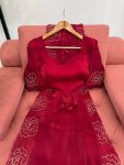 DESIGNER JIMMY CHOO SILK EMBROIDERY WORK SAREE WITH UNSTITCHED BLOUSE PARTY WEAR WHOLESALE PRICE ETHNIC GARMENT (4)