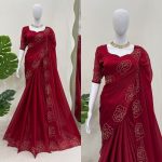 DESIGNER JIMMY CHOO SILK EMBROIDERY WORK SAREE WITH UNSTITCHED BLOUSE PARTY WEAR WHOLESALE PRICE ETHNIC GARMENT (4)