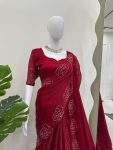 DESIGNER JIMMY CHOO SILK EMBROIDERY WORK SAREE WITH UNSTITCHED BLOUSE PARTY WEAR WHOLESALE PRICE ETHNIC GARMENT (4)