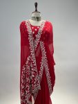 DESIGNER JIMMY CHOO SILK MULTI THREAD EMBROIDERY CODING SEQUENCE WORK SAREE WITH UNSTITCHED BLOUSE PARTY WEAR WHOLESALE PRICE ETHNIC GARMENT (3)