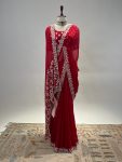 DESIGNER JIMMY CHOO SILK MULTI THREAD EMBROIDERY CODING SEQUENCE WORK SAREE WITH UNSTITCHED BLOUSE PARTY WEAR WHOLESALE PRICE ETHNIC GARMENT (3)