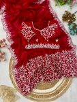 DESIGNER JIMMY CHOO SILK MULTI THREAD EMBROIDERY CODING SEQUENCE WORK SAREE WITH UNSTITCHED BLOUSE PARTY WEAR WHOLESALE PRICE ETHNIC GARMENT (3)