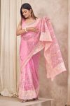 DESIGNER ORGANZA LUCKNOWI COTTON MULTI THREAD WORK WITH COTTON GPO LACE WORK SAREE WITH UNSTITHED BLOUSE PARTY WEAR WHOLESALE PRICE ETHNIC GARMENT (9)