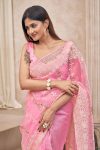 DESIGNER ORGANZA LUCKNOWI COTTON MULTI THREAD WORK WITH COTTON GPO LACE WORK SAREE WITH UNSTITHED BLOUSE PARTY WEAR WHOLESALE PRICE ETHNIC GARMENT (9)