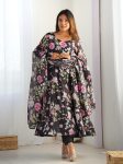 DESIGNER ORGANZA PRINTED EMBBROIDERY SEQUENCE WORK GOWN BOTTOM WIH DUPATTA FESTIVE WEAR WHOLESALE PRICE ETHNIC GARMENT(18)